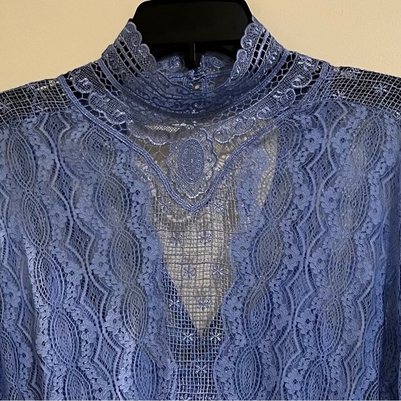 NWT Free People Blue Lace Bittersweet | Mock Neck 3/4 Dolman Sleeves Size 6 - Picture 7 of 14